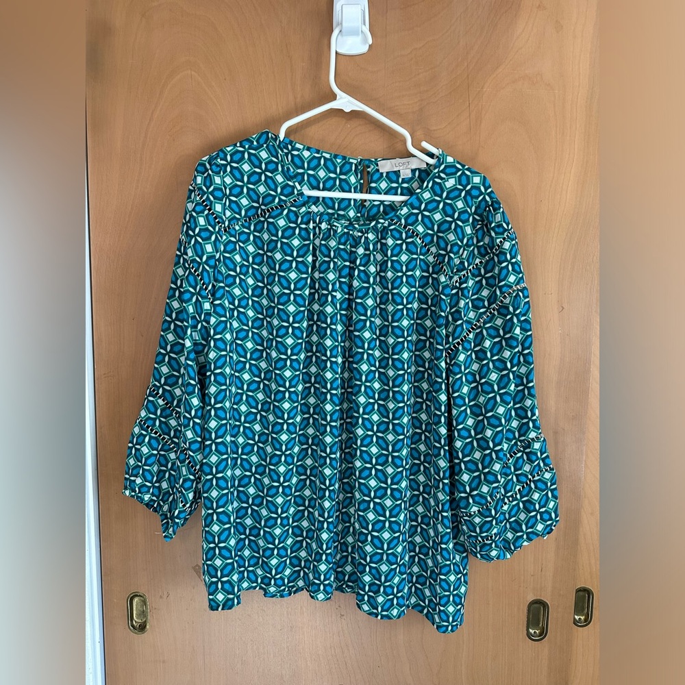 Loft teal and aqua blouse